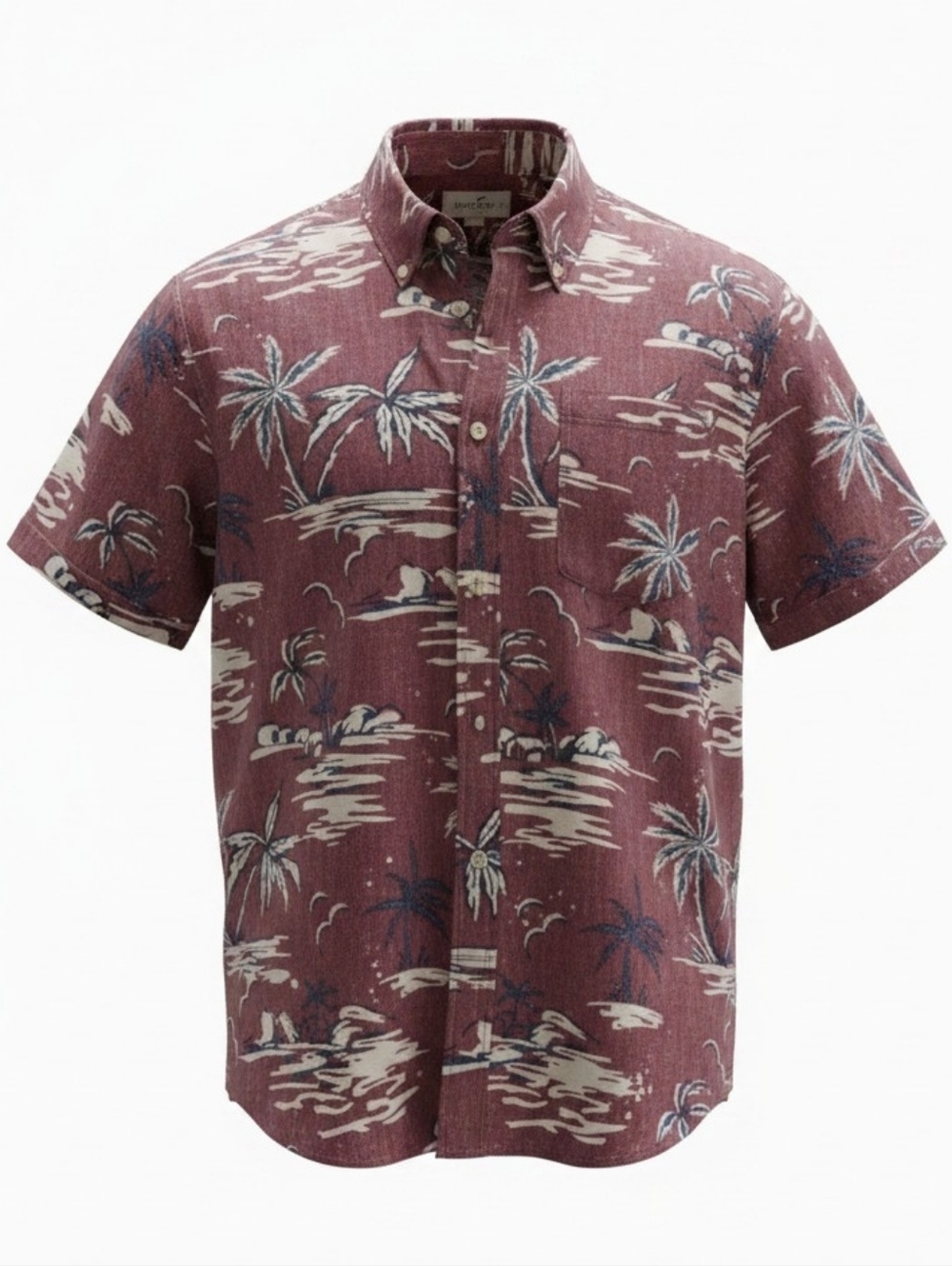 Hollister Burgundy Palm Print Shirt Size L